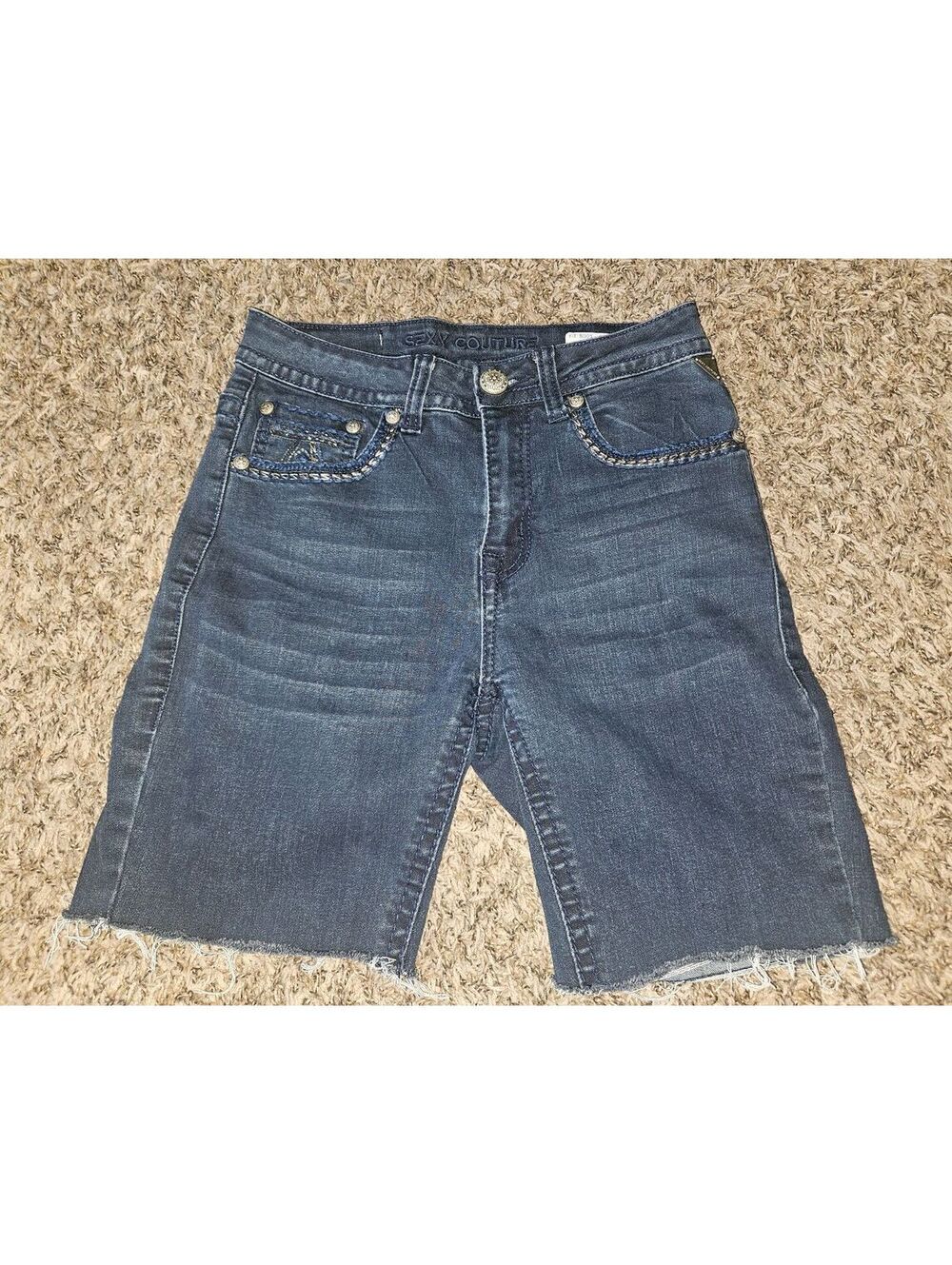 Sexy Couture Embellished Fleur De Lis Denim Shorts Sz 5